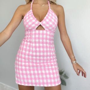 Lelis Pink and White Tweed Dress